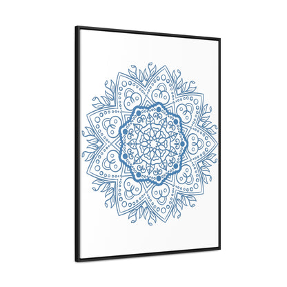 Handmade steel blue mandala design wall art on gallery canvas wraps