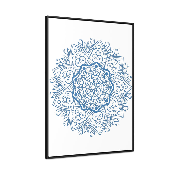 Handmade steel blue mandala design wall art on gallery canvas wraps