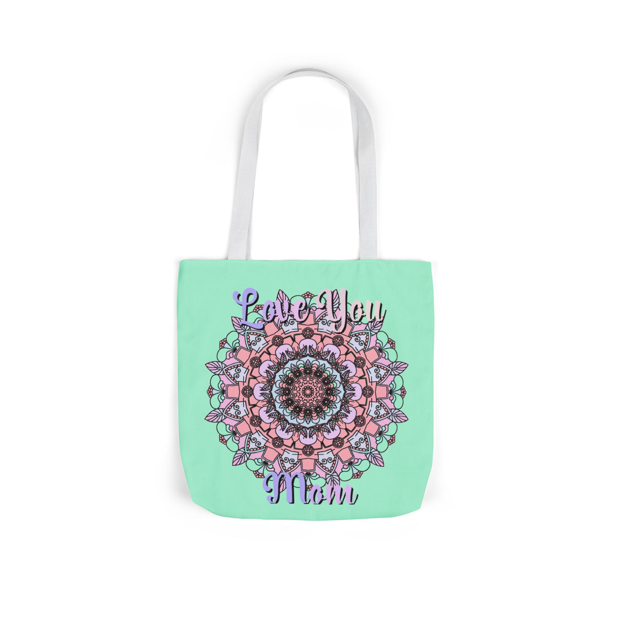 Mandala 'Love You Mom' Canvas Tote — Floral Mother's Day Gift Bag