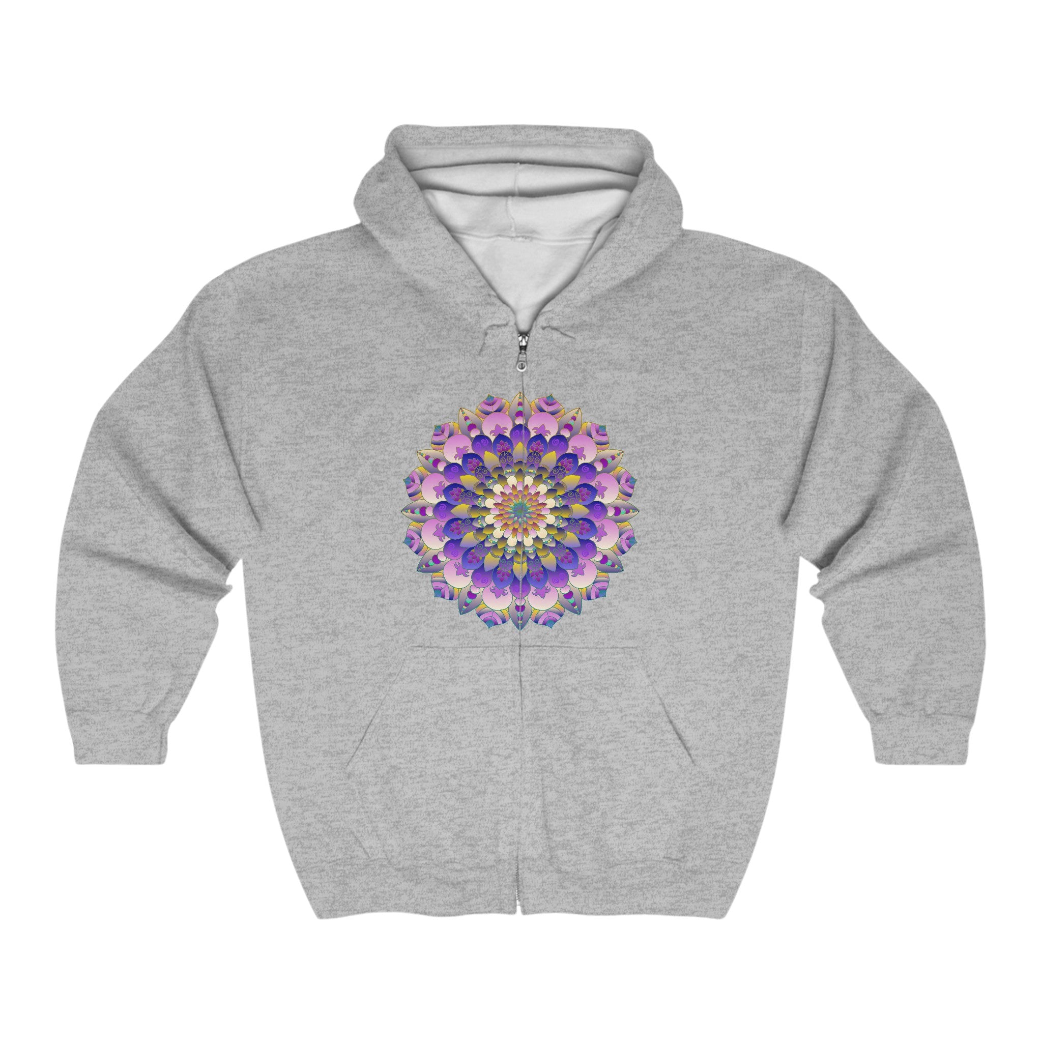 Colorful and vibrant mandala hoodie featuring psychedelic art designs and patterns