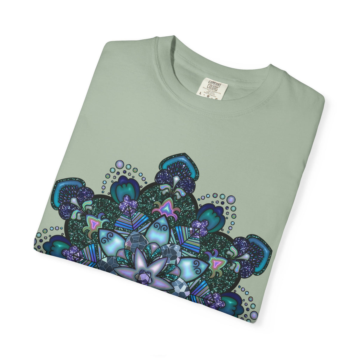 Mandala T-Shirt – Blue Purple Boho Geometric Floral Design
