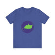 A cozy black t-shirt with a mysterious sleeping cat design