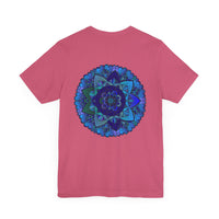 Beautiful blue mandala design t-shirt promoting spiritual peace and harmony