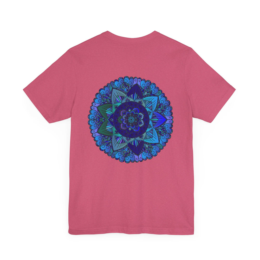 Beautiful blue mandala design t-shirt promoting spiritual peace and harmony