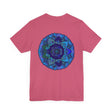 Beautiful blue mandala design t-shirt promoting spiritual peace and harmony