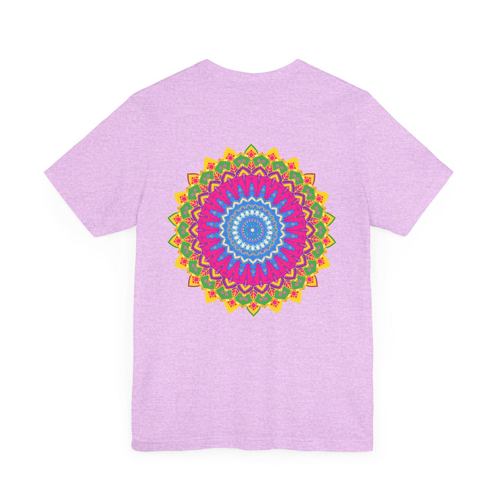 Colorful mandala design t-shirt promoting peace and tranquility