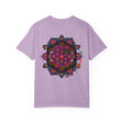 Unisex Halloween Mandala T-shirt featuring handmade pumpkin mandala art on a garment-dyed tee