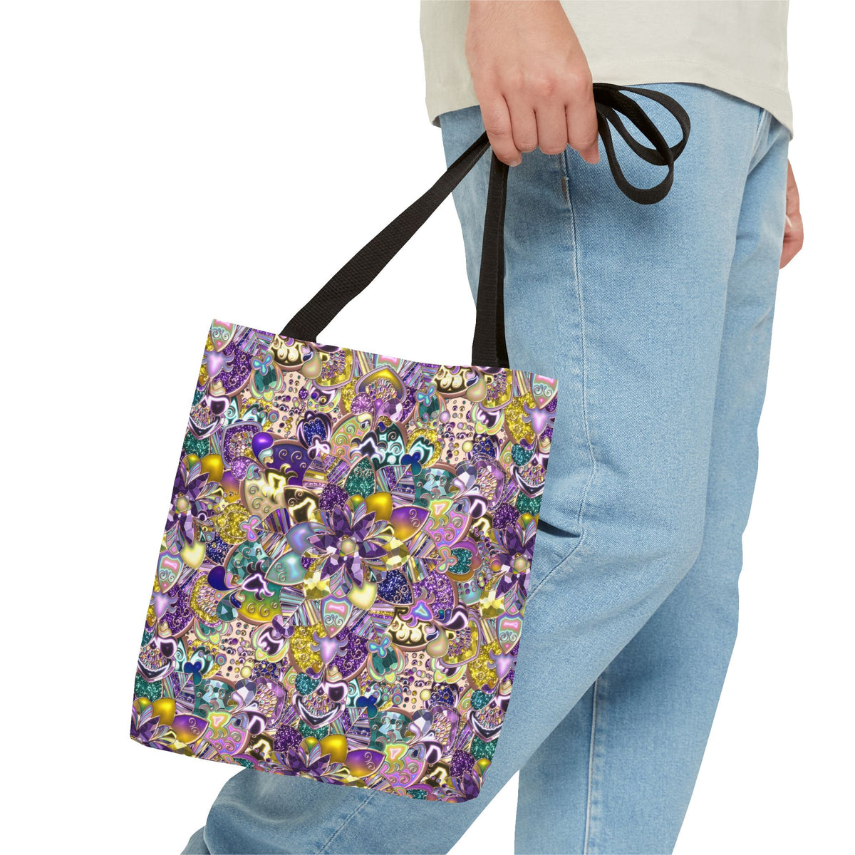 Colorful Purple Floral Pattern Tote Bag