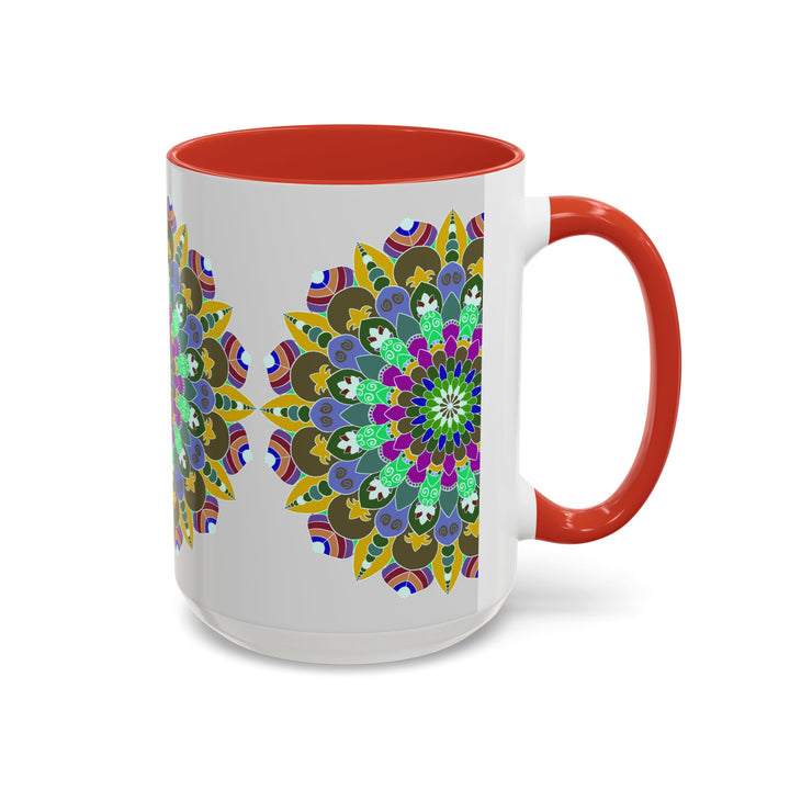 A beautiful mandala art mug featuring colorful and serene design