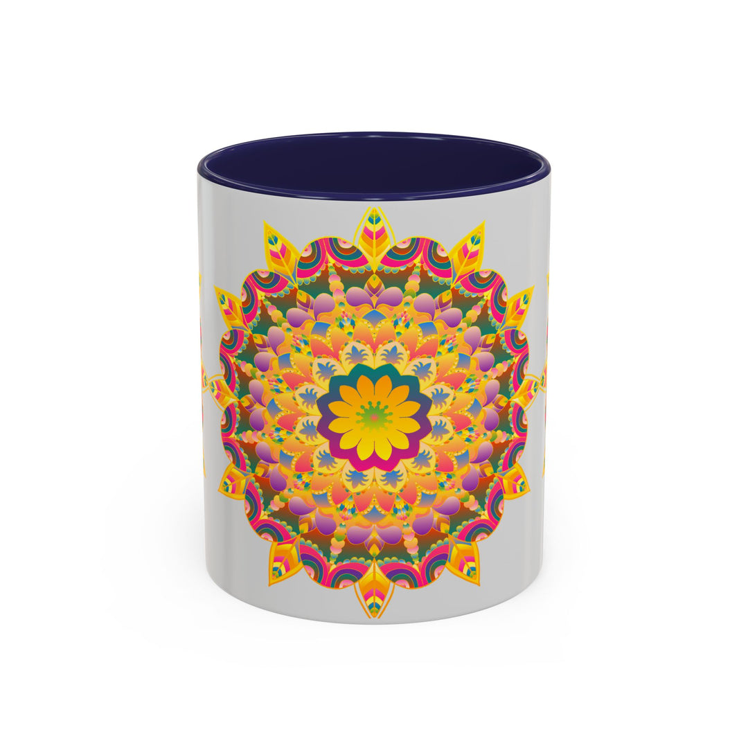 Beautiful handcrafted ceramic mug with vibrant floral mandala design