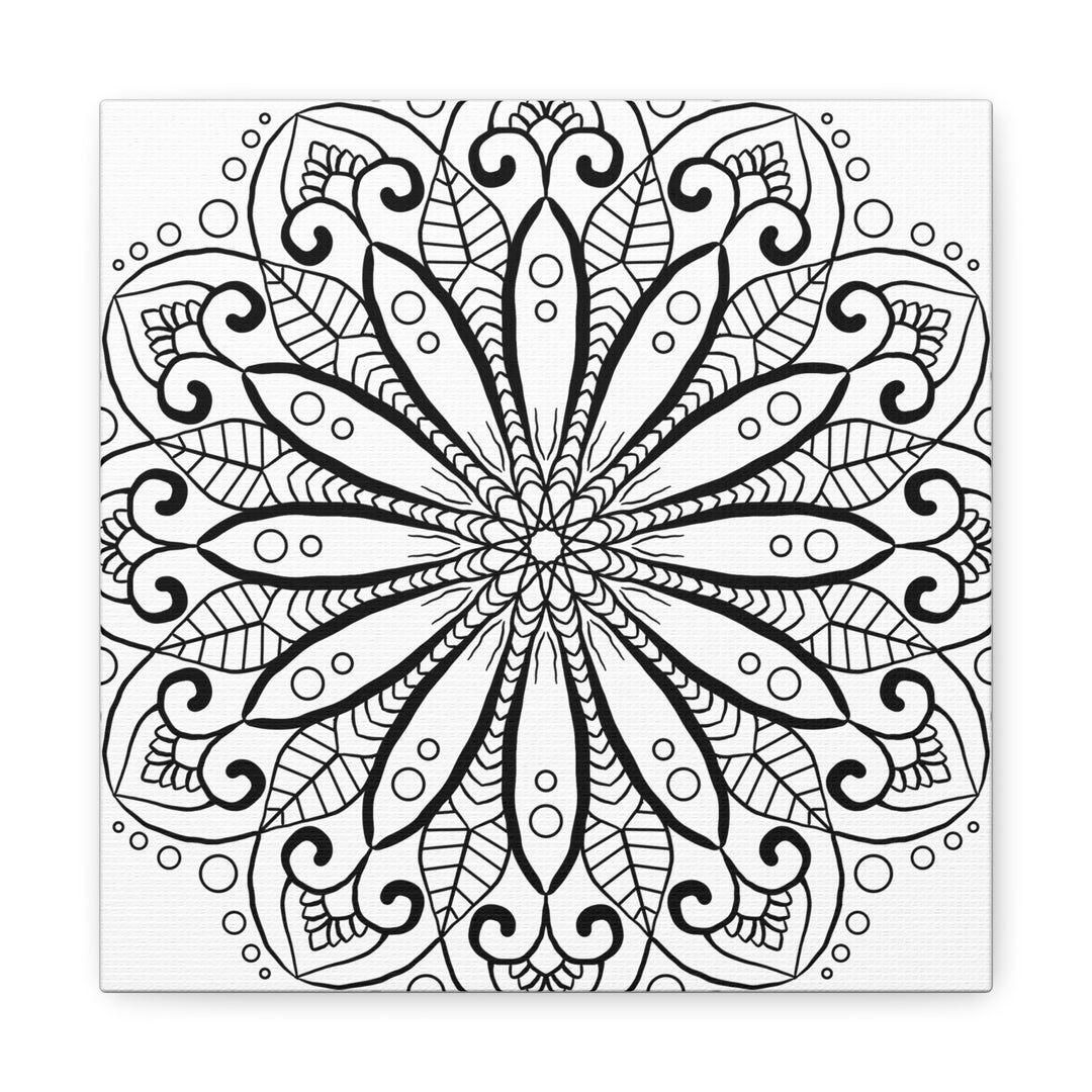 Handmade Mandala Art - Black & White Wall Art - Matte Canvas, Stretched, 125 alt text 1