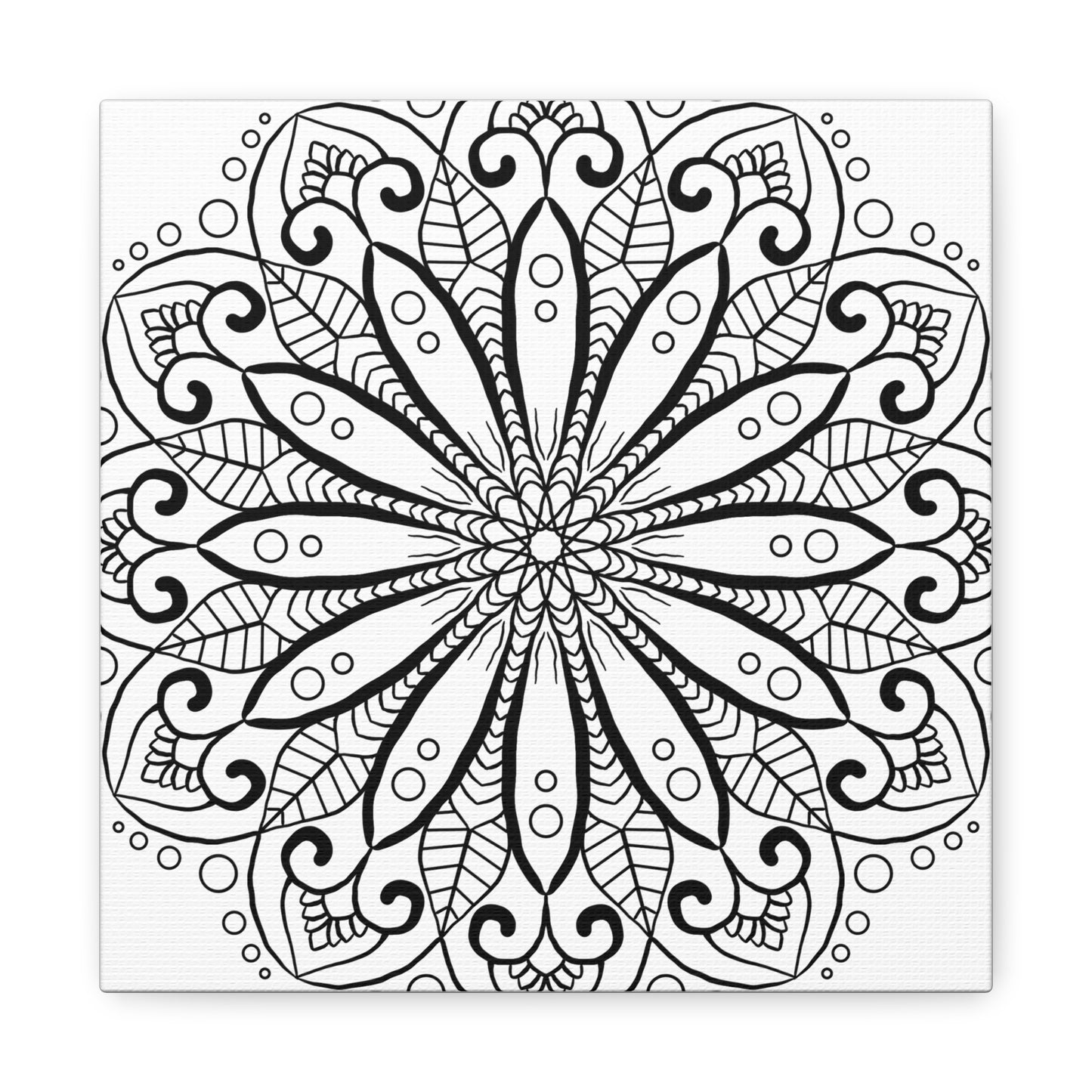 Handmade Mandala Art - Black & White Wall Art - Matte Canvas, Stretched, 125 alt text 1