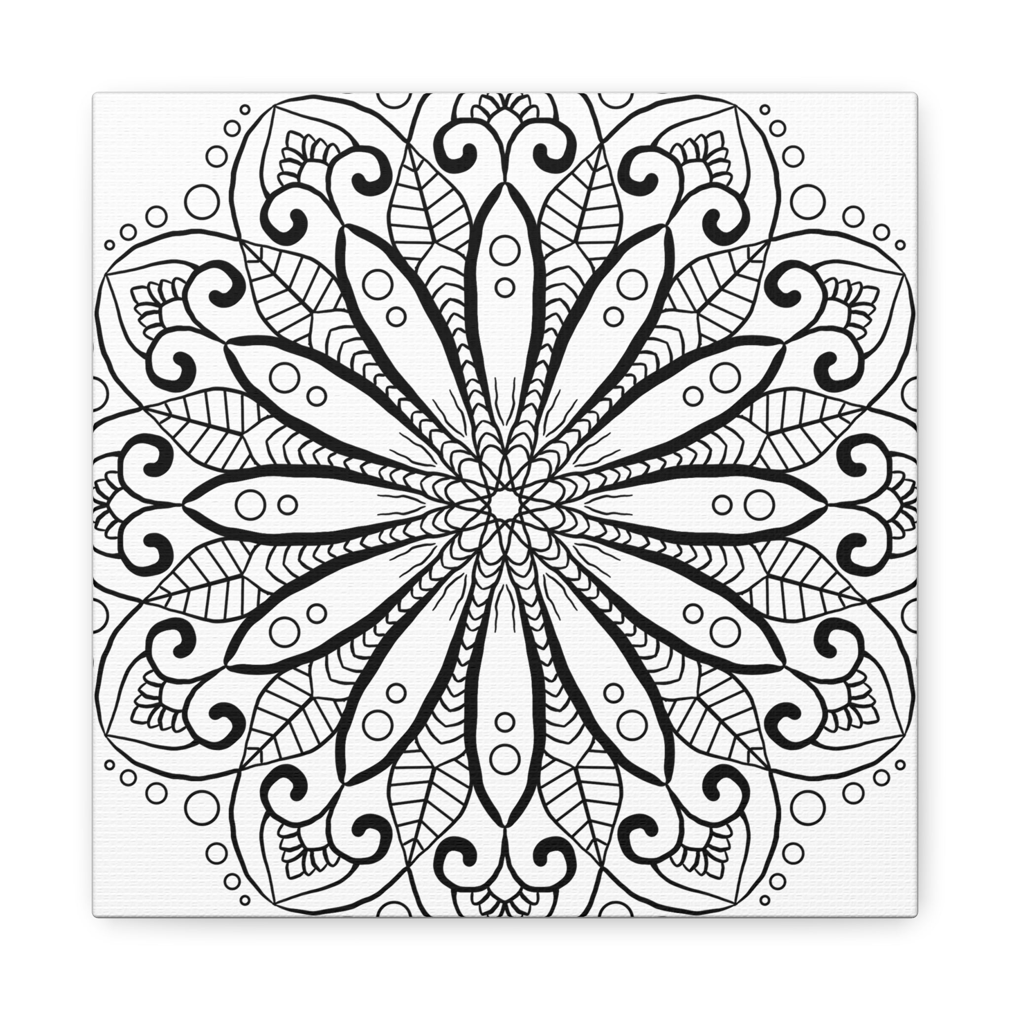 Handmade Mandala Art - Black & White Wall Art - Matte Canvas, Stretched, 125 alt text 1