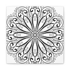 Handmade Mandala Art - Black & White Wall Art - Matte Canvas, Stretched, 125 alt text 1