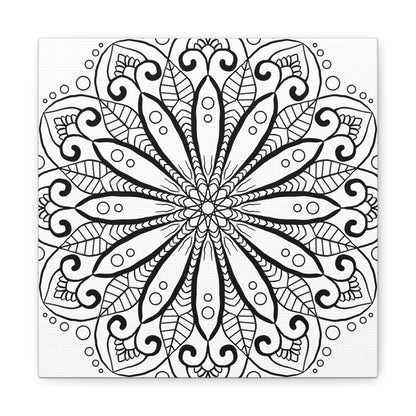 Handmade Mandala Art - Black & White Wall Art - Matte Canvas, Stretched, 125 alt text 1