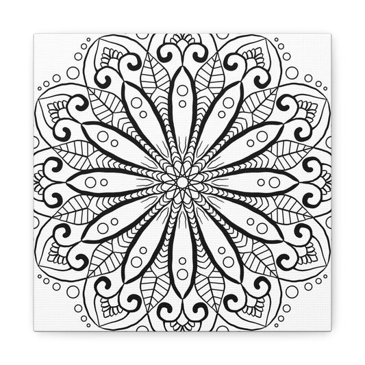 Handmade Mandala Art - Black & White Wall Art - Matte Canvas, Stretched, 125 alt text 1