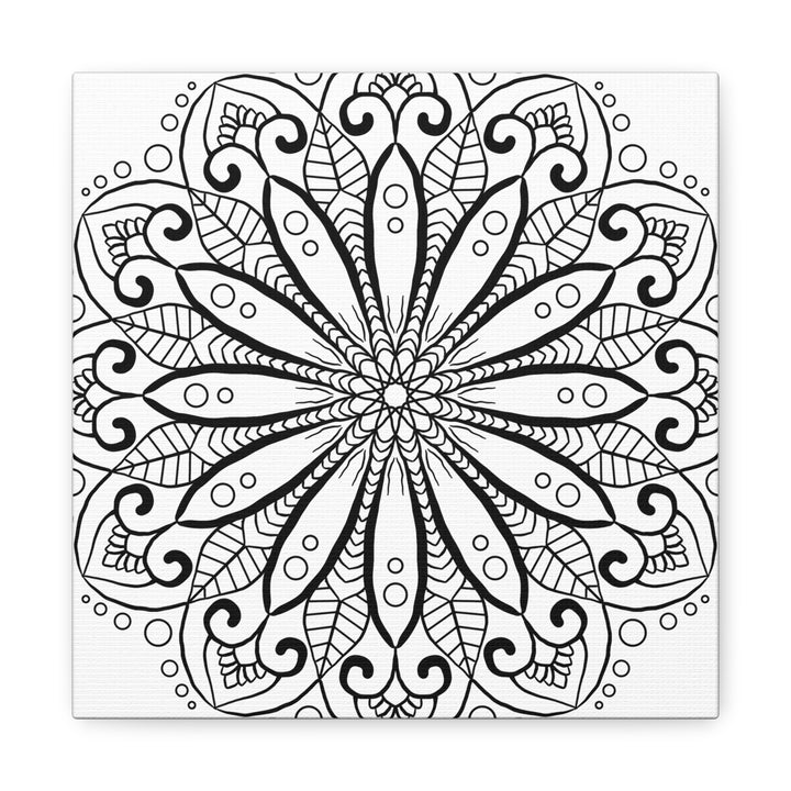 Handmade Mandala Art - Black & White Wall Art - Matte Canvas, Stretched, 125 alt text 1