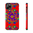 Hand Drawn Mandala Art Red - Phone Case with intricate red mandala design on a black phone case