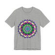 A vibrantly colored mandala tee with an intricate and eye-catching design