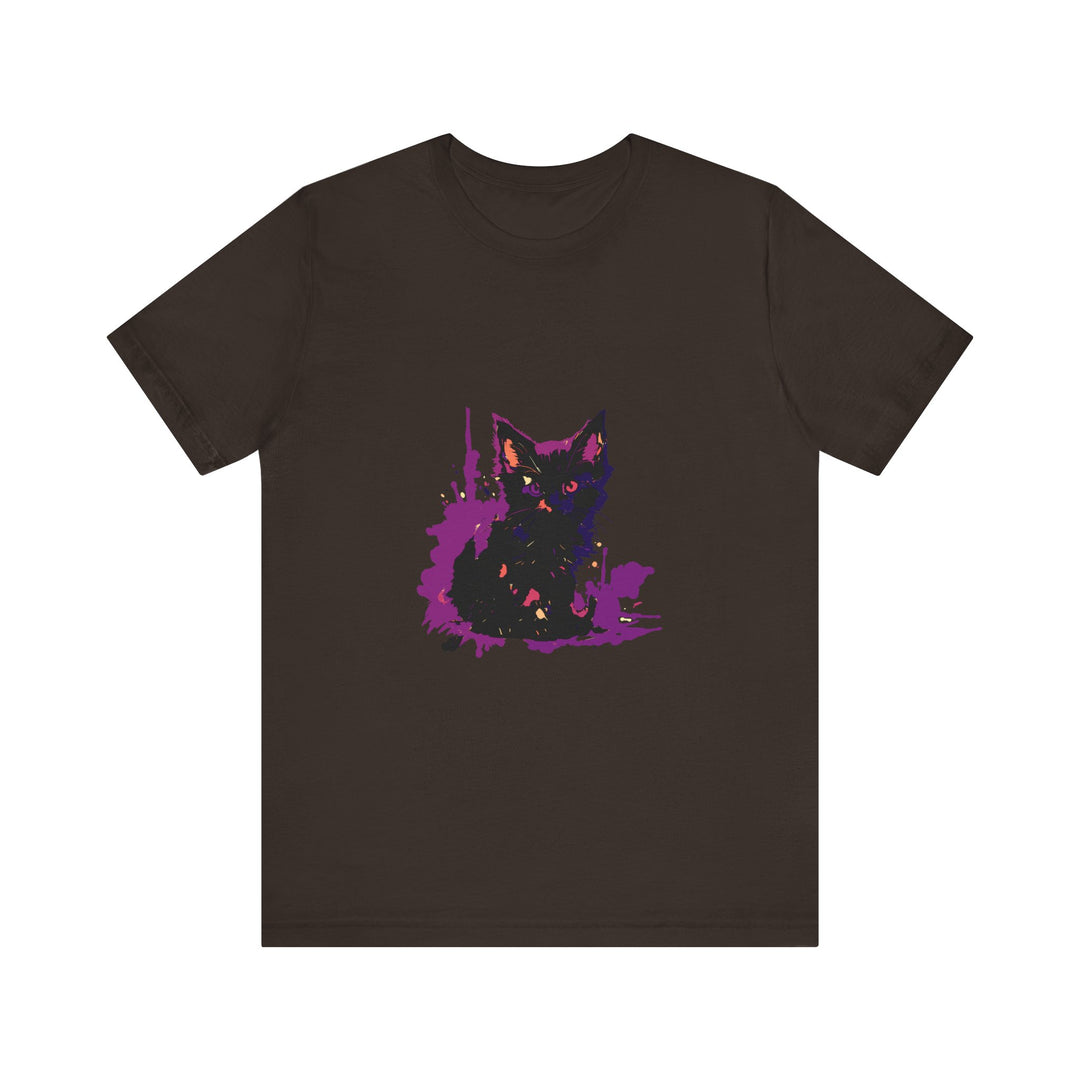 Black Cat Mystery - Purple Paint Splatter T-Shirt