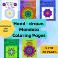 Mandala Colouring Pages 5 Books Bundle - 80 Hand-Drawn Designs for Artistic Expression & Relaxation PDF - Improve Focus and Clarity