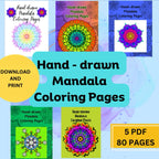 Mandala Colouring Pages 5 Books Bundle - 80 Hand-Drawn Designs for Artistic Expression & Relaxation PDF - Improve Focus and Clarity