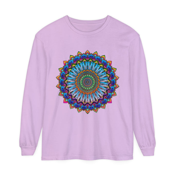 Colorful and intricate mandala design long sleeve unisex t-shirt for vibrant fashion statement