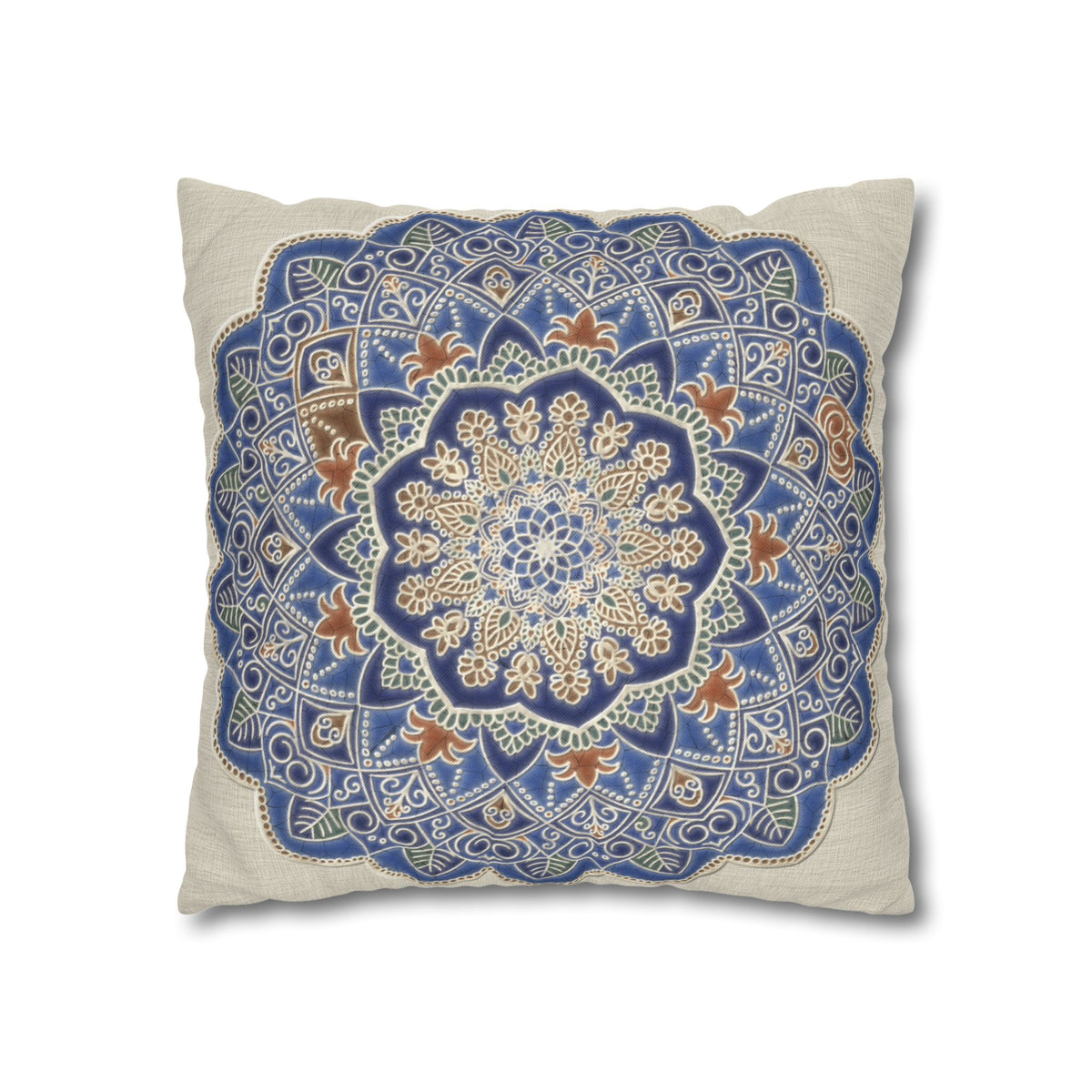 Federe quadrate Mandala blu