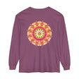 Colorful and intricate mandala design on a unisex long sleeve t-shirt