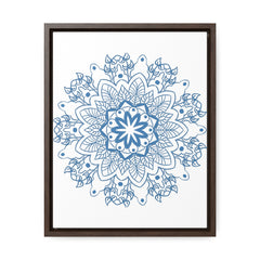 Handmade steel blue Mandala design wall art on gallery canvas wraps in vertical frame