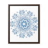 Handmade steel blue Mandala design wall art on gallery canvas wraps in vertical frame