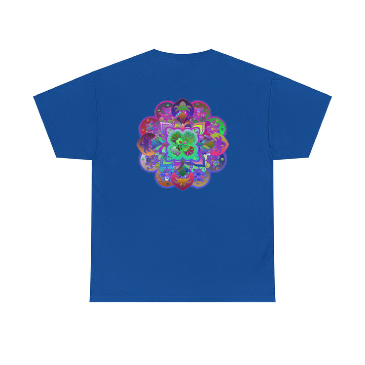 Colorful mandala art design printed on a comfortable unisex heavy cotton t-shirt, perfect for yoga and mindfulness practices