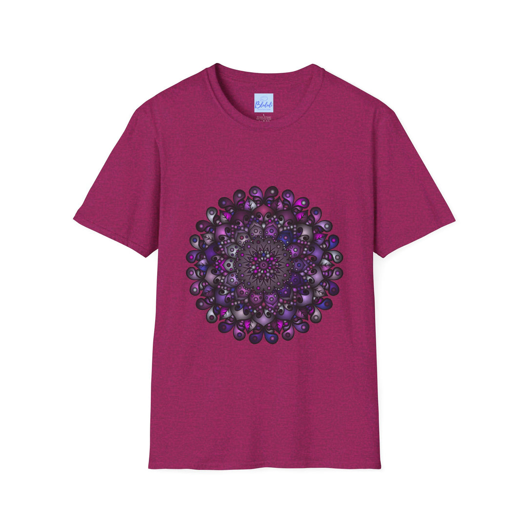 Colorful handmade mandala art softstyle t-shirt with intricate design and vibrant colors