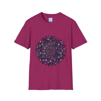 Colorful handmade mandala art softstyle t-shirt with intricate design and vibrant colors