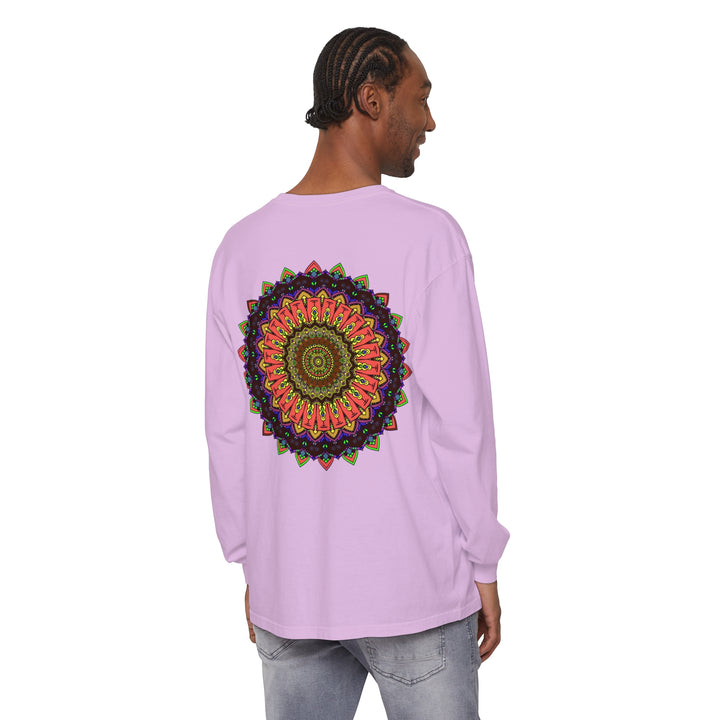 Intricate mandala long sleeve t-shirt featuring a colorful and detailed design