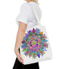 Vibrant and intricate mandala design tote bag with colorful patterns