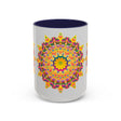 Elegant and eye-catching mandala art mug with a vibrant floral motif