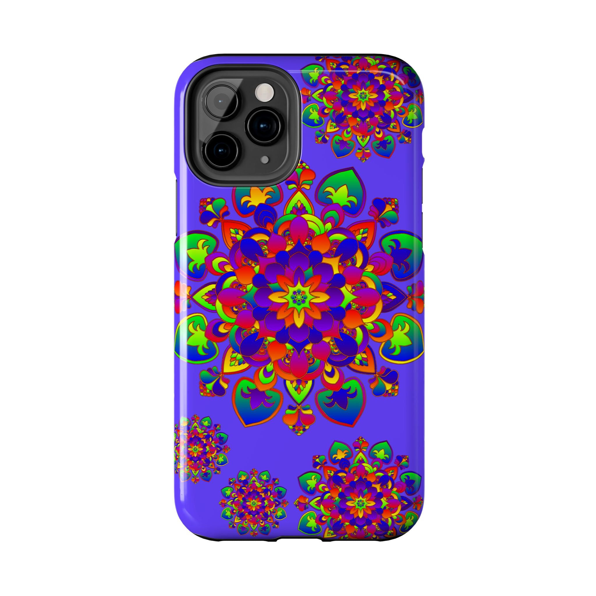 Colorful hand drawn mandala rainbow design phone case for stylish protection