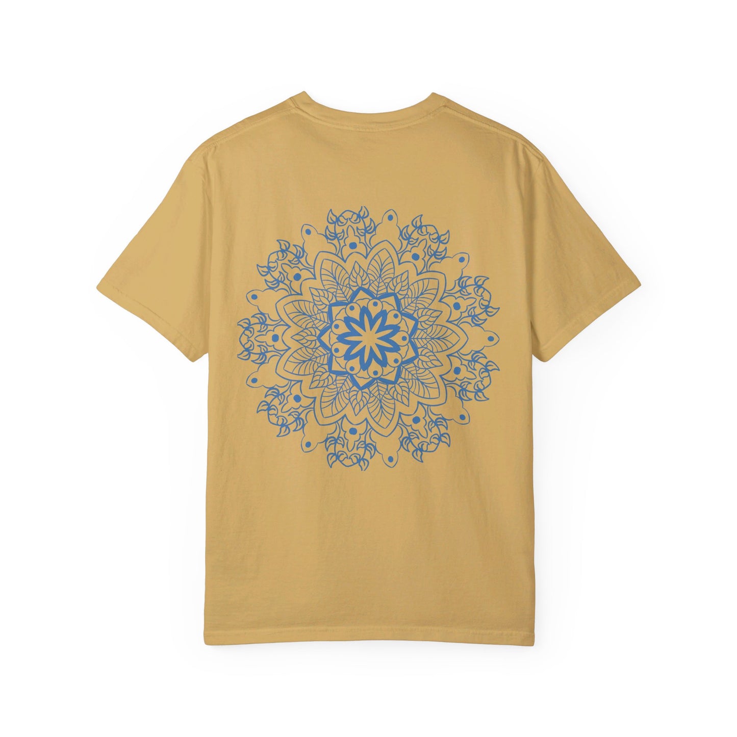 Unisex Mandala Tshirt with Handmade Mandala Design and Garment-Dyed Finish