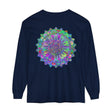 Colorful long sleeve t-shirt featuring a vibrant mandala design