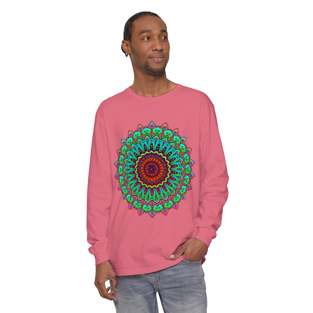 Vibrant Mandala Long Sleeve T-Shirt - Spiritual Art 25