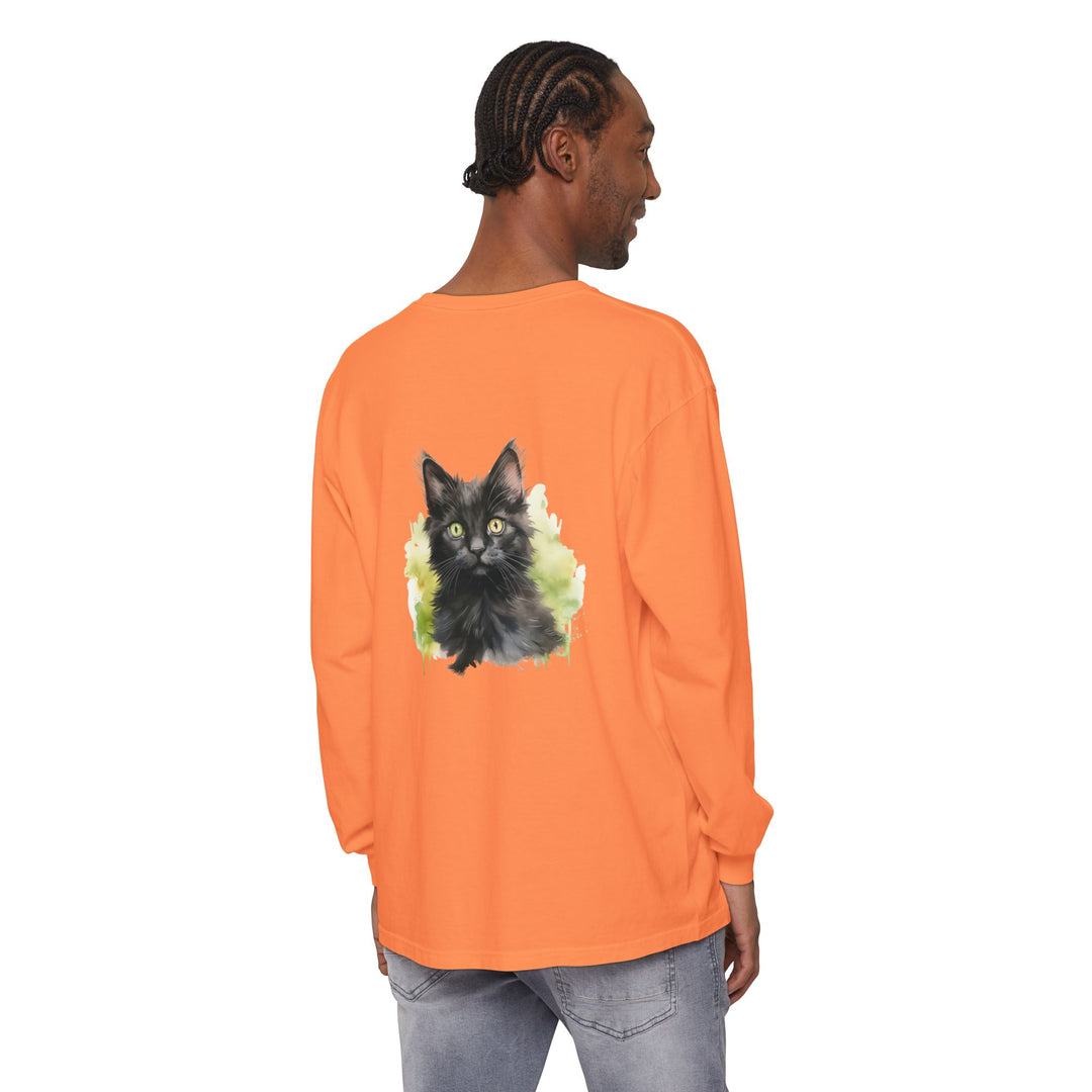Black Kitten Watercolor Long Sleeve Tee