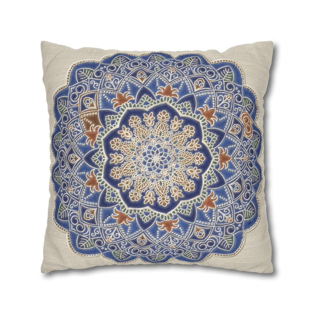 Federe quadrate Mandala blu