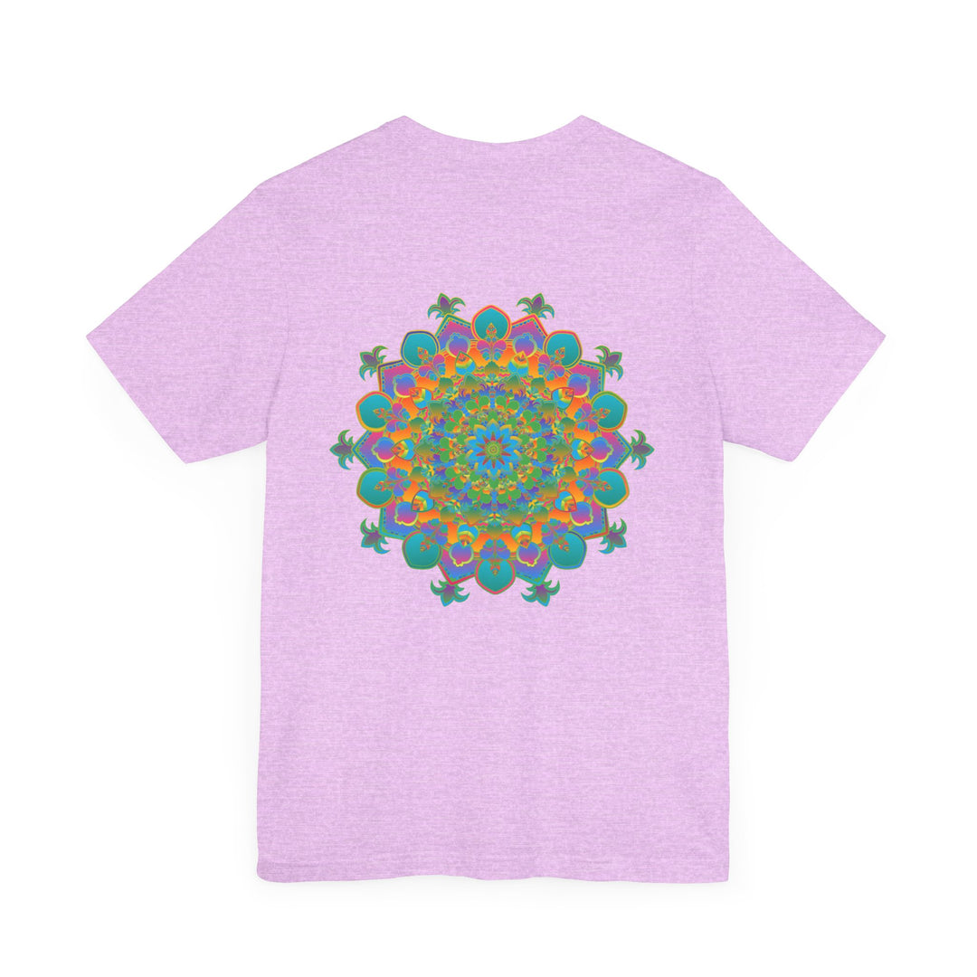 A beautiful and vibrant mandala-themed tee with spiritual symbolism for peace and harmony