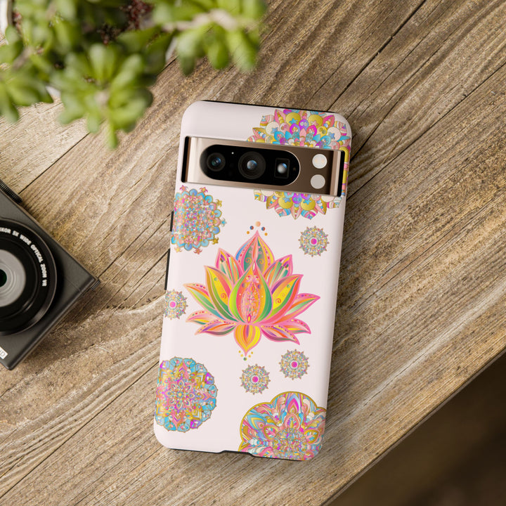 Light pink lotus flower mandala design phone case for stylish protection