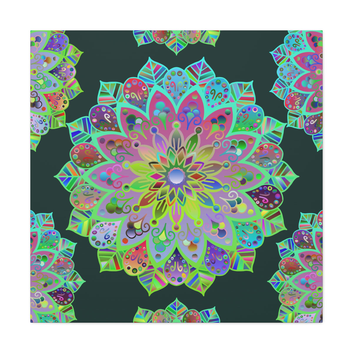 Vibrant Mandala Matte Canvas Wall Art — Colorful Floral Boho Stretched Print