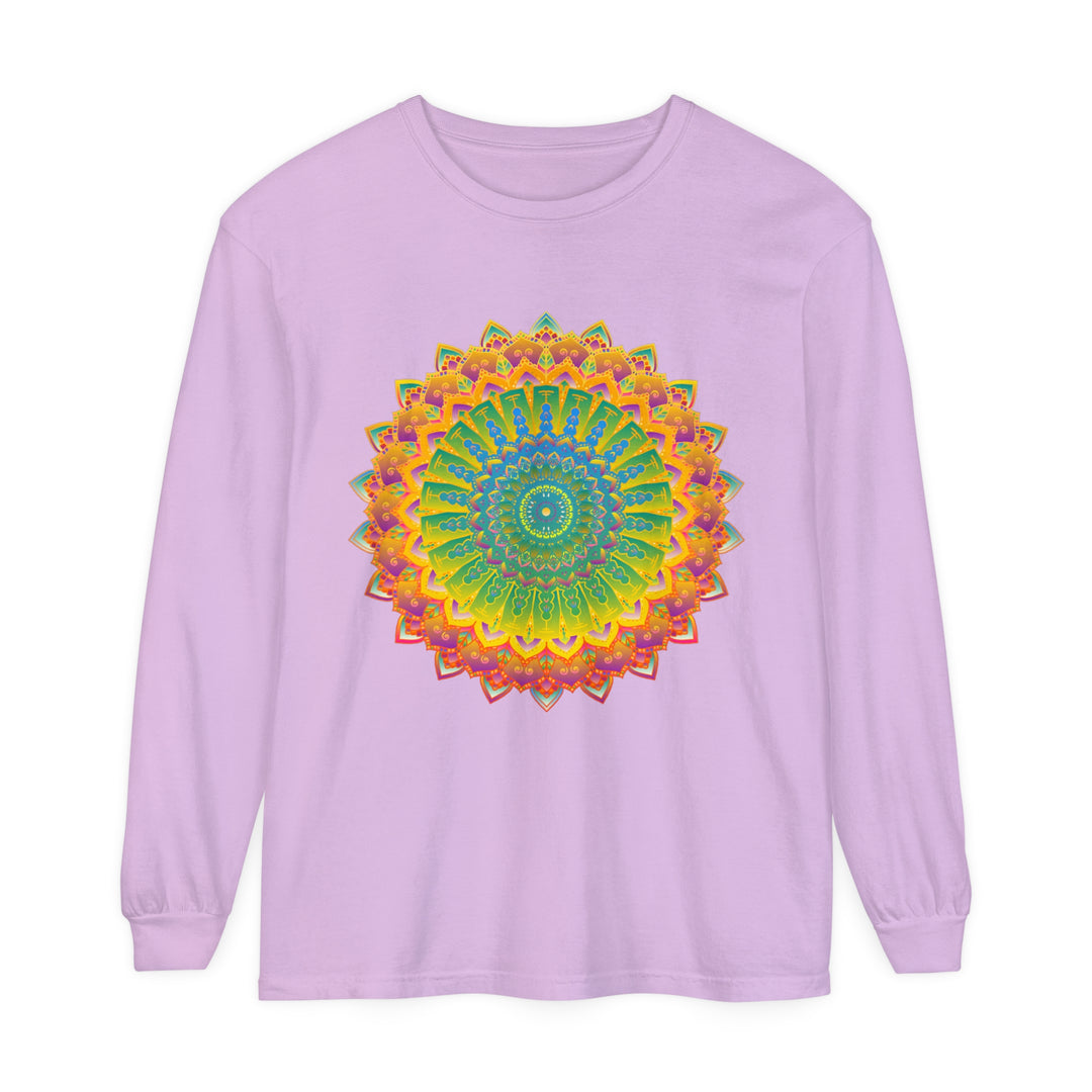 Intricate Mandala Unisex Long Sleeve T-Shirt featuring a detailed and ornate mandala design