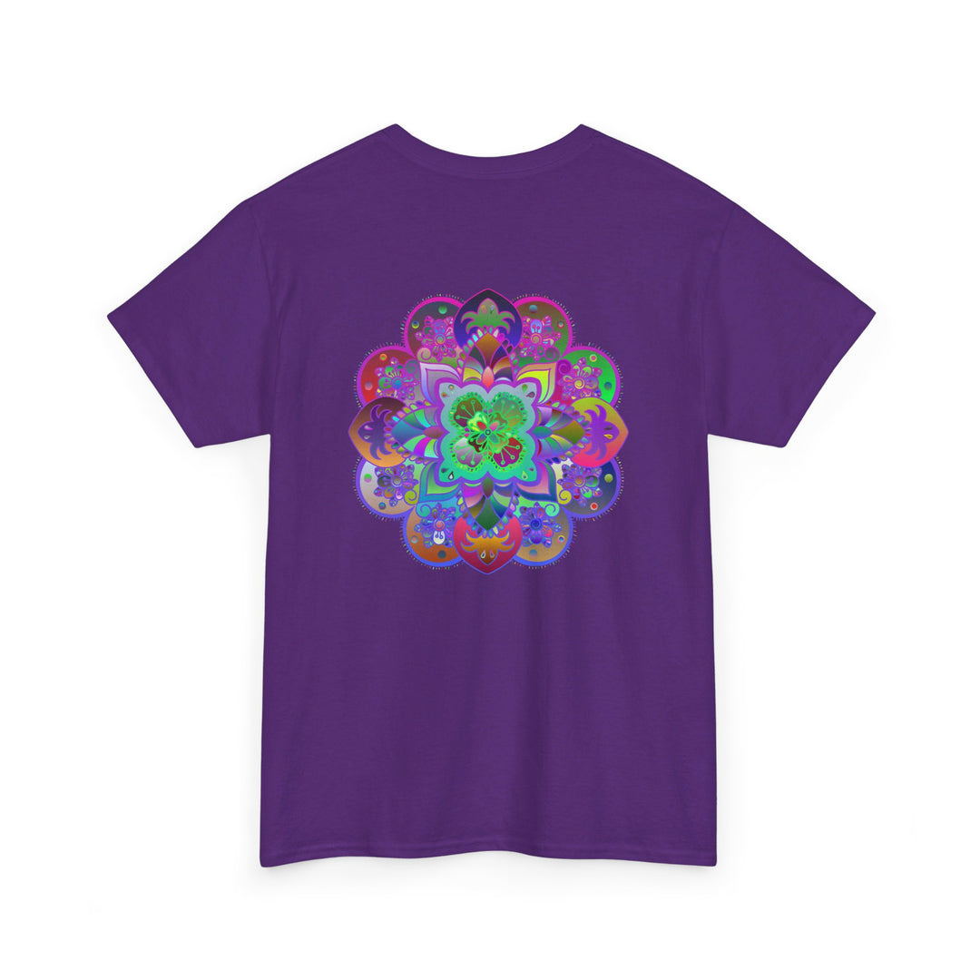 A comfortable unisex heavy cotton tee featuring a mandala art design, perfect for yoga and mindfulness practices