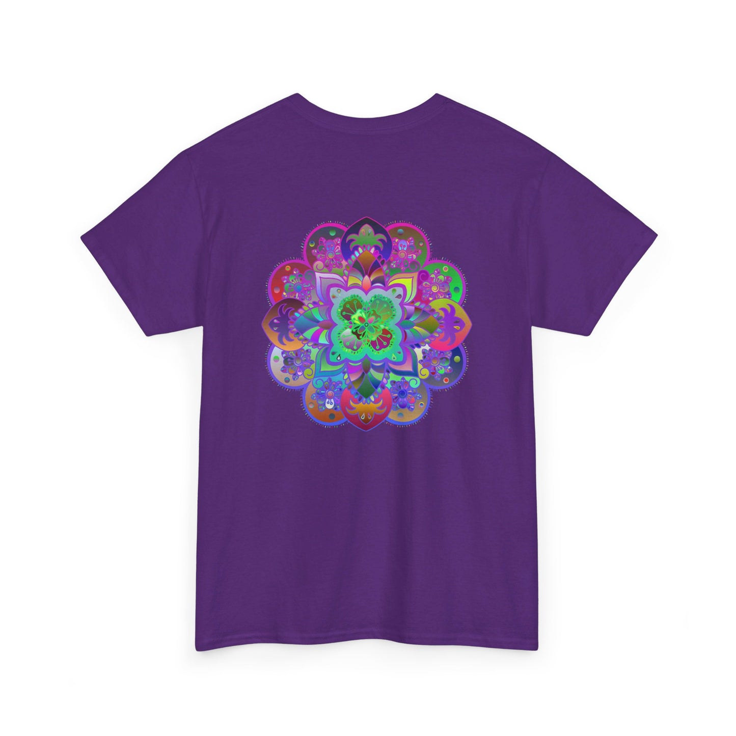 A comfortable unisex heavy cotton tee featuring a mandala art design, perfect for yoga and mindfulness practices