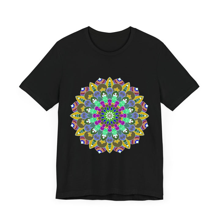 Colorful mandala peace t-shirt featuring spiritual art and vibrant colors